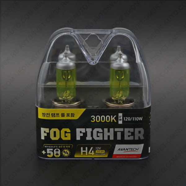 ��������� 12V H4 60/55W (120/110W) 3000K FOG FIGHTER (�-�) AB3004 Avantech