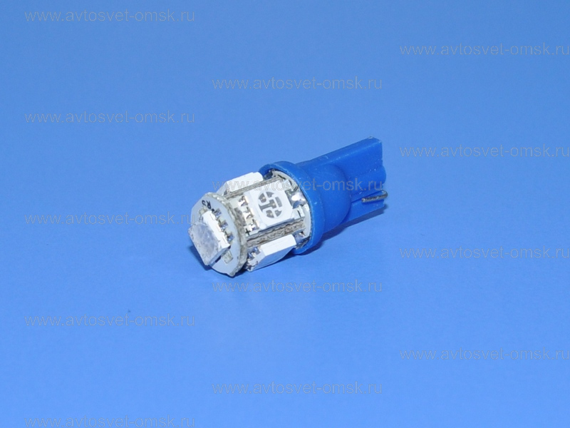 ��������� ������������ 12V T10 BLUE 5SMD 5050 ���