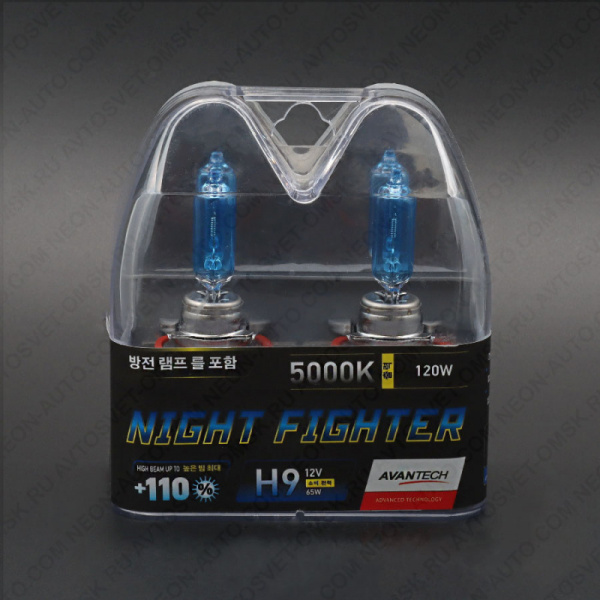 ��������� 12V H9 65W (120W) 5000K NIGHT FIGHTER (�-�) AB5009 Avantech