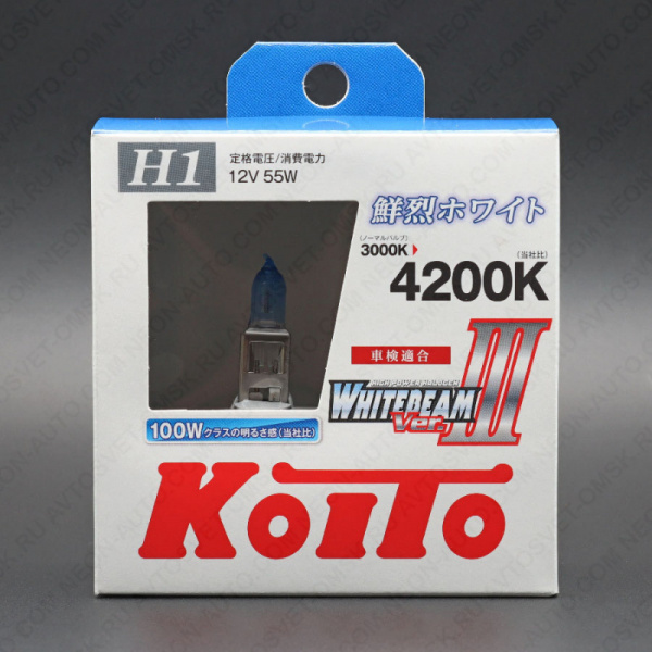 ��������� 12V H1 55W (100W) 4200K WHITEBEAM III (�-�) P0751W Koito