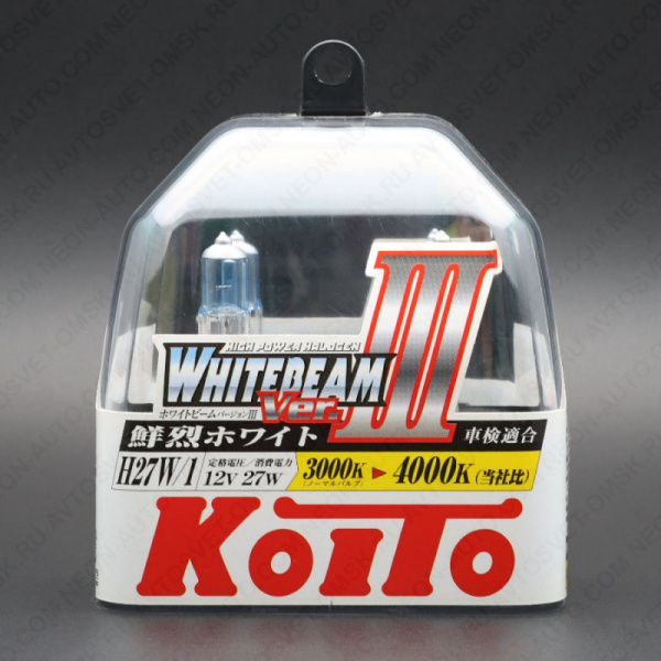 ��������� 12V H27 27W (55W) 4000K WHITEBEAM III (�-�) P0728W Koito