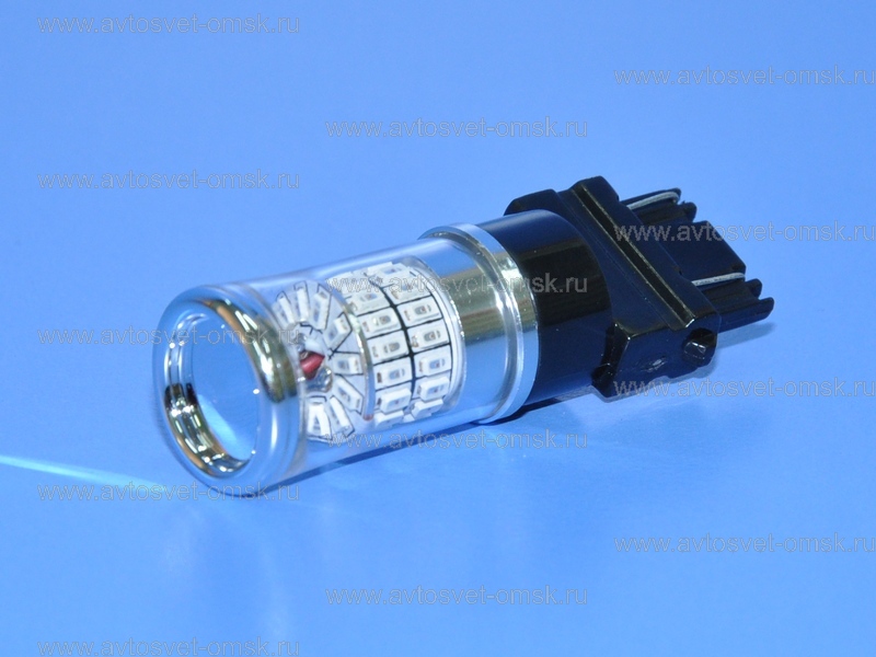 ��������� ������������ 12V P27/7W RED 48SMD 3014 Glass UU