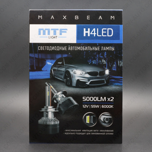 ��������� ������������ 12V H4 MaxBeam 6000K MB04S6 MTF